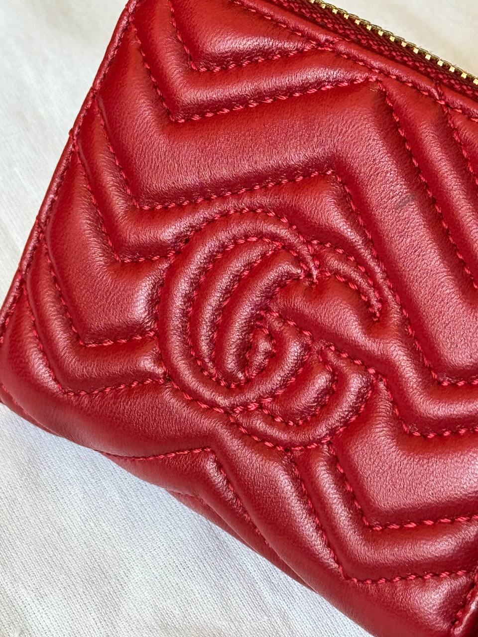 Leather Mini Zippy Wallet (Red)