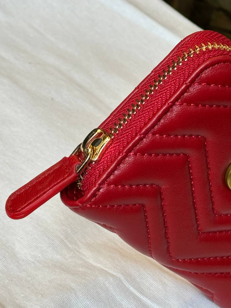 Leather Mini Zippy Wallet (Red)