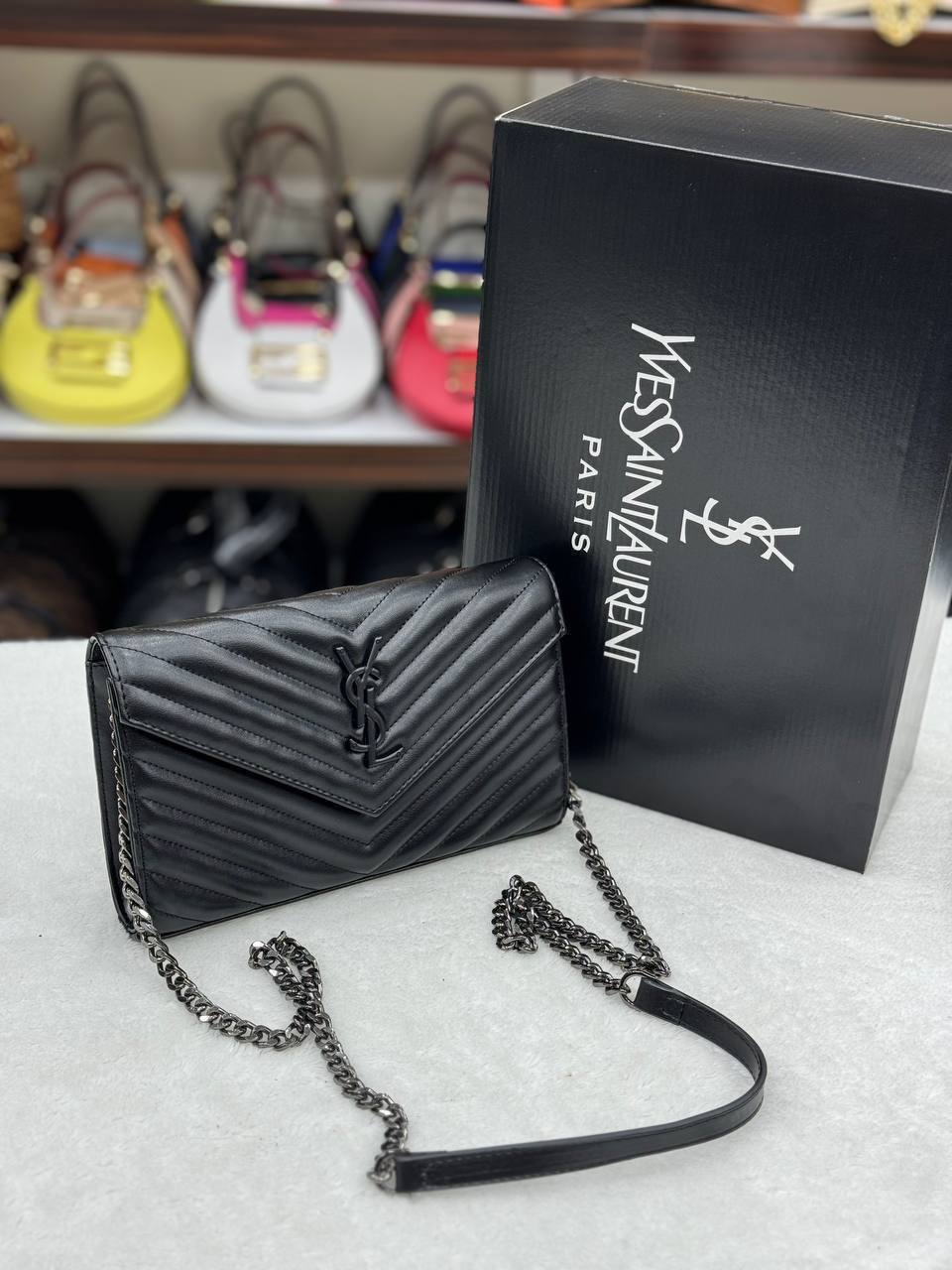 Quilted Shoulder Bag (Big) (DarkSilver)